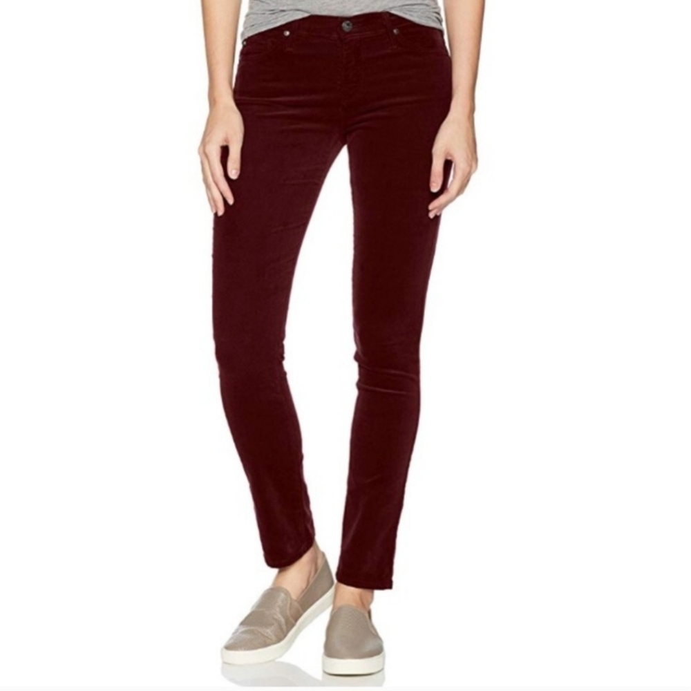 Ag Adriano Goldschmoed The Stilt Cigarette Leg Burgundy Corduroy Pants Size 29R